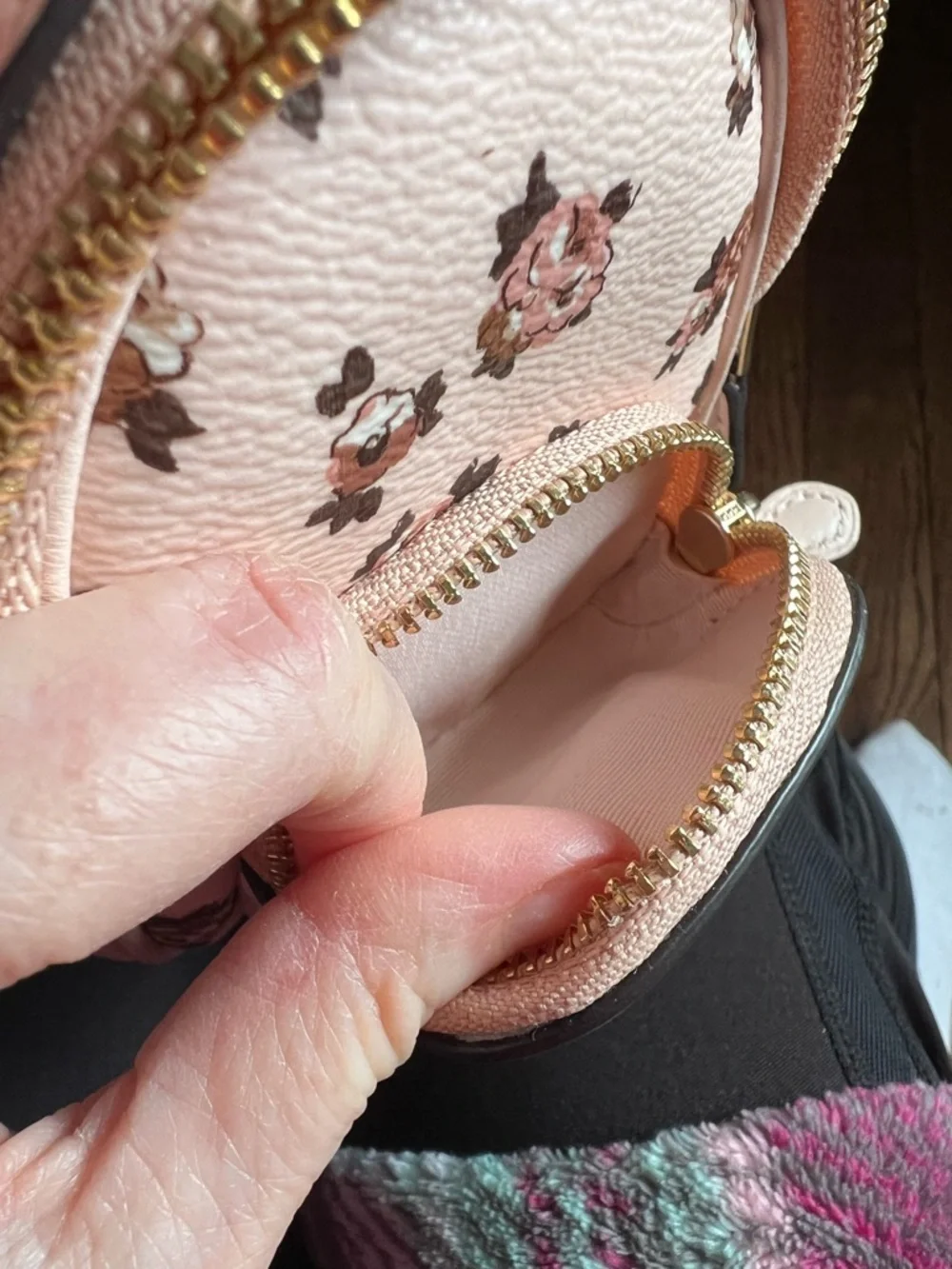 Coach Mini Court Floral Backpack - Blush and Brown
